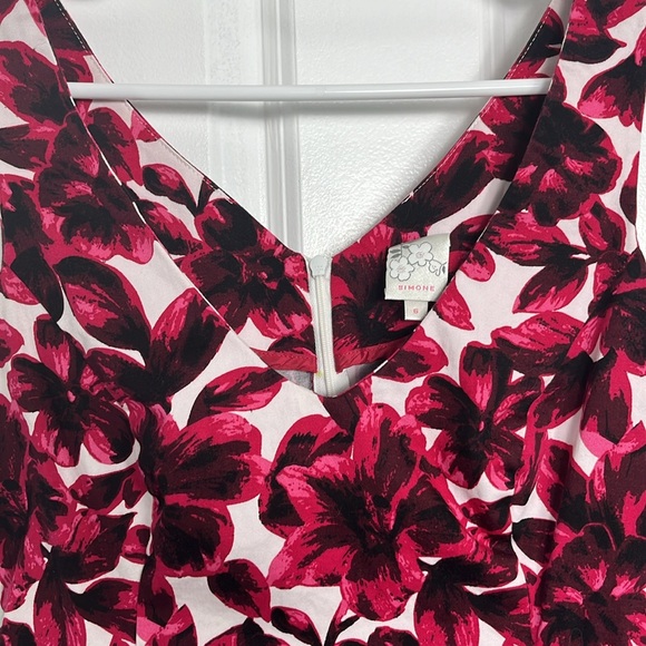 Simone Magenta and White Floral Print Dress | Size 6 - Picture 3 of 5